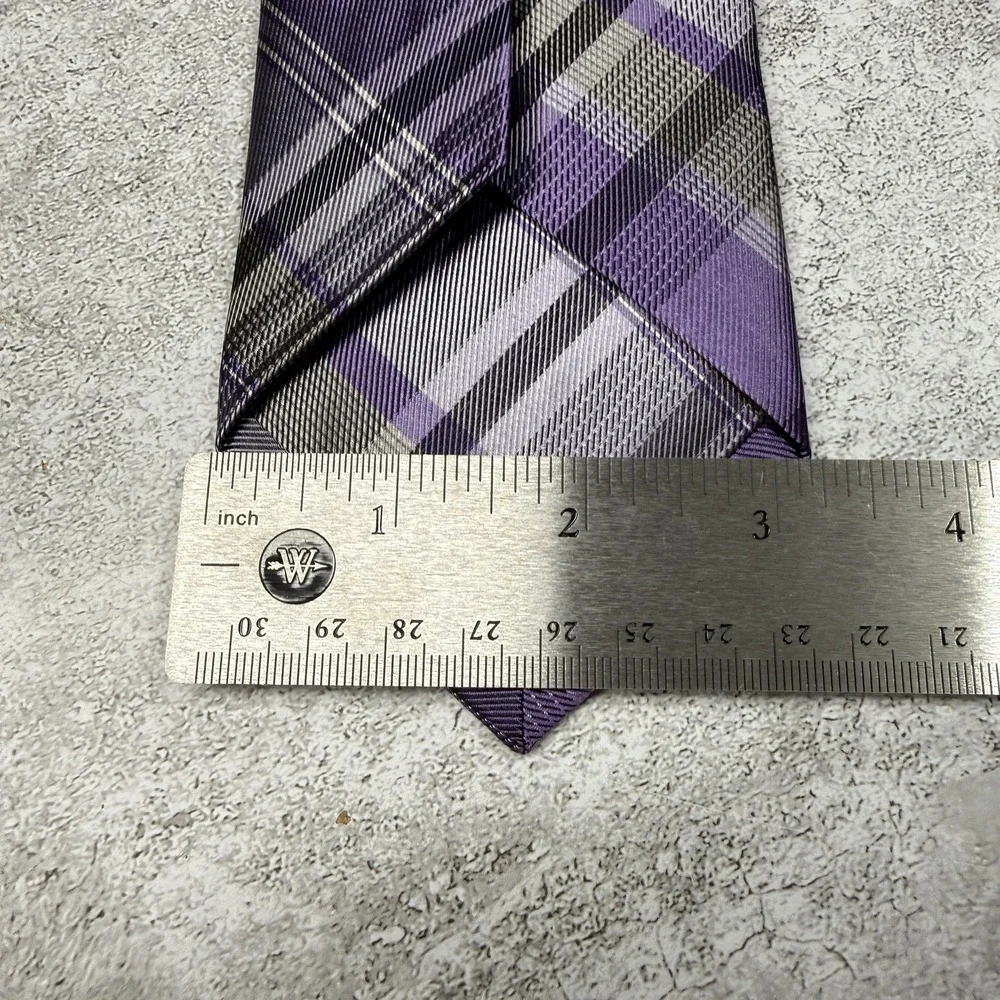 Ck Calvin Klein Silk Tie Mens One Size Purple‎ Plaid Made In China Necktie